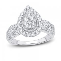 Multi-Diamond Engagement Ring 1 ct tw Round-cut 14K White Gold