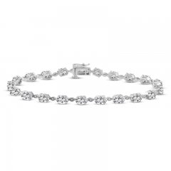 White Lab-Created Sapphire Bracelet Oval-cut Sterling Silver