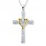 Cross Necklace 1/10 ct tw Diamonds Sterling Silver/10K Gold