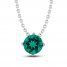 Lab-Created Emerald Solitaire Necklace Round-cut Sterling Silver 18"