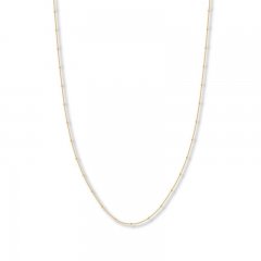 Beaded Curb Chain Necklace 14K Yellow Gold 20" Length