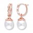 Cultured Pearl Earrings Diamond Accents 10K Rose Gold