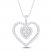 Diamond Heart Necklace 1 ct tw Round-cut 10K White Gold 19"