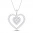 Diamond Heart Necklace 1 ct tw Round-cut 10K White Gold 19"