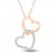 Diamond Double Heart Necklace 1/10 ct tw 10K Rose Gold 18"