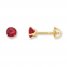 Children's Stud Earrings Lab-Created Ruby 14K Yellow Gold