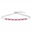 Lab-Created Ruby & White Lab-Created Sapphire Bolo Bracelet Sterling Silver