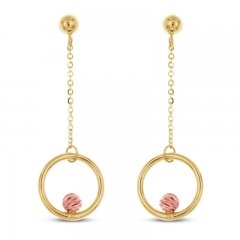 Circle Bead Dangle Earrings 14K Two-Tone Gold