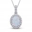 Lab-Created Opal & White Lab-Created Sapphire Necklace Sterling Silver 18"