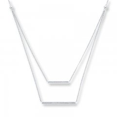 Layered Diamond Bar Necklace 1/5 carat tw Sterling Silver