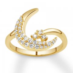 Diamond Moon Ring 1/4 ct tw Round-cut 10K Yellow Gold