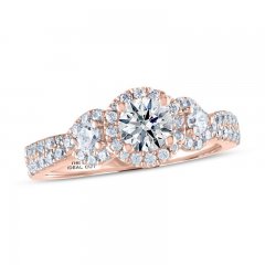 THE LEO Ideal Cut Diamond 3-Stone Engagement Ring 1 ct tw 14K Rose Gold