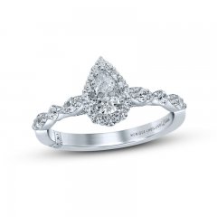 Monique Lhuillier Bliss Diamond Engagement Ring 7/8 ct tw Pear & Round-cut 18K White Gold