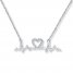 Heartbeat Necklace 1/20 ct tw Round-cut Sterling Silver