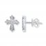 Diamond Cross Earrings 1/10 ct tw Round-cut 10K White Gold