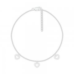 Diamond Heart Anklet 1/8 ct tw 10K White Gold