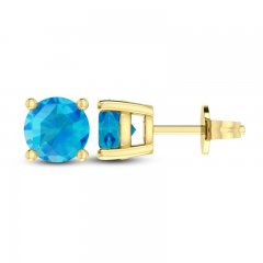 Swiss Blue Topaz Solitaire Earrings 10K Yellow Gold