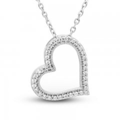 Neil Lane Diamond Heart Necklace 1/10 ct tw Round-cut Sterling Silver 18"