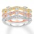 Diamond Ring Stack 1 ct tw Round/Marquise 14K Tri-Color Gold