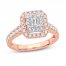 Diamond Engagement Ring 1 ct tw Emerald/Round 14K Rose Gold