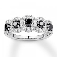 Black/White Diamond Anniversary Band 1-1/2 ct tw 14K White Gold