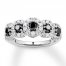 Black/White Diamond Anniversary Band 1-1/2 ct tw 14K White Gold