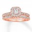 Diamond Bridal Set 5/8 ct tw Princess/Round 14K Rose Gold