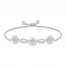 Sparks of Love Diamond Bolo Bracelet 1 ct tw Round/Baguette 10K White Gold