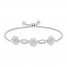 Sparks of Love Diamond Bolo Bracelet 1 ct tw Round/Baguette 10K White Gold