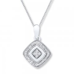 Diamond Necklace 1/20 ct tw Round-cut Sterling Silver