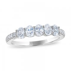 Diamond Anniversary Ring 7/8 ct tw Oval/Round 14K White Gold