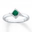 Lab-Created Emerald Ring 1/10 ct tw Diamonds Sterling Silver