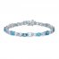 Vibrant Shades Swiss, London Blue Topaz & Aquamarine Bracelet Sterling Silver 7.25"