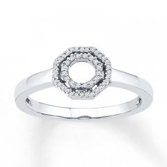 Octagon Ring 1/10 ct tw Diamonds Sterling Silver