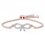 Diamond Bow Bolo Bracelet 1/6 ct tw Round-cut 10K Rose Gold