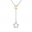 Star & Moon Necklace 1/8 cttw Diamonds Sterling Silver/10K Gold