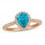 Le Vian Blue Topaz & Diamond Ring 1/3 ct tw 14K Strawberry Gold