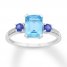 Blue Topaz & Lab-Created Sapphire Ring Sterling Silver