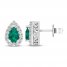 Lab-Created Emerald & White Lab-Created Sapphire Earrings Sterling Silver