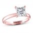 THE LEO Artisan Diamond Solitaire Engagement Ring 2 ct tw Princess-cut 14K Rose Gold