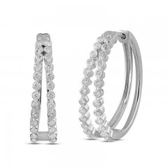 Diamond Hoop Earrings 1 ct tw Round-Cut Sterling Silver