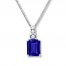 Lab-Created Sapphires Blue & White Necklace Sterling Silver