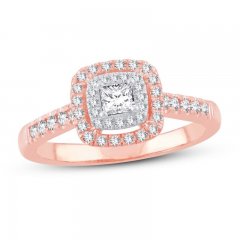 Diamond Engagement Ring 1/2 ct tw Princess/Round 14K Rose Gold