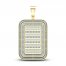 Men's Diamond Dog Tag Charm 1 ct tw Baguette & Round-cut 10K Yellow Gold