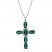 Lab-Created Emerald & White Lab-Created Sapphire Cross Necklace Sterling Silver 18"