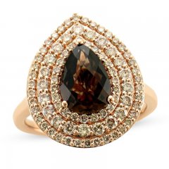 Le Vian Creme Brulee Quartz Ring 1 ct tw Diamonds 14K Strawberry Gold