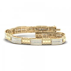 Men's Diamond Bracelet 3 ct tw Baguette & Round-cut 10K Yellow Gold 8.25"