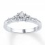 Diamond Promise Ring 1/5 ct tw Round/Baguette 10K White Gold