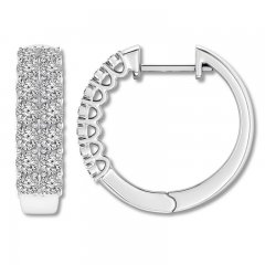 Diamond Hoop Earrings 1/2 ct tw Round-cut 10K White Gold