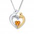 Mother/Child Necklace Citrine Sterling Silver/10K Gold